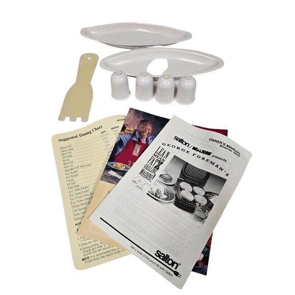 George Foreman Grill Accessories Manuals Drip Tray Spatula Extension Legs - Picture 2 of 9